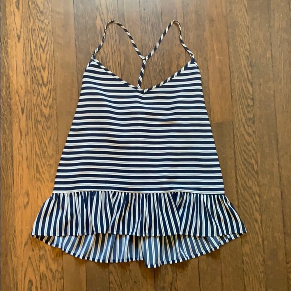 Blue and white striped top
